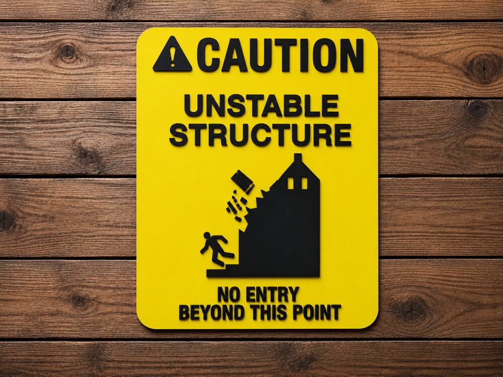 CAUTION Unstable Structure Sign Missouri Ha Ha Tonka State Park Castle Ozarks